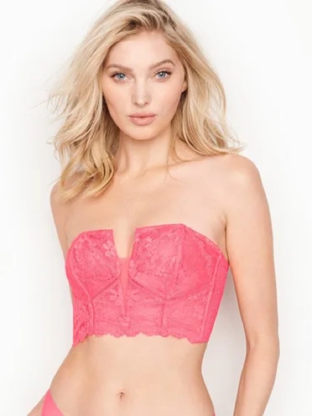 Victoria's Secret Coral Pink Lace Longline Bandeau